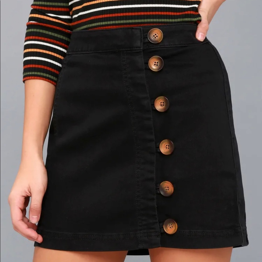 NWOT❗️FREE PEOPLE Black Denim Button Mini Skirt